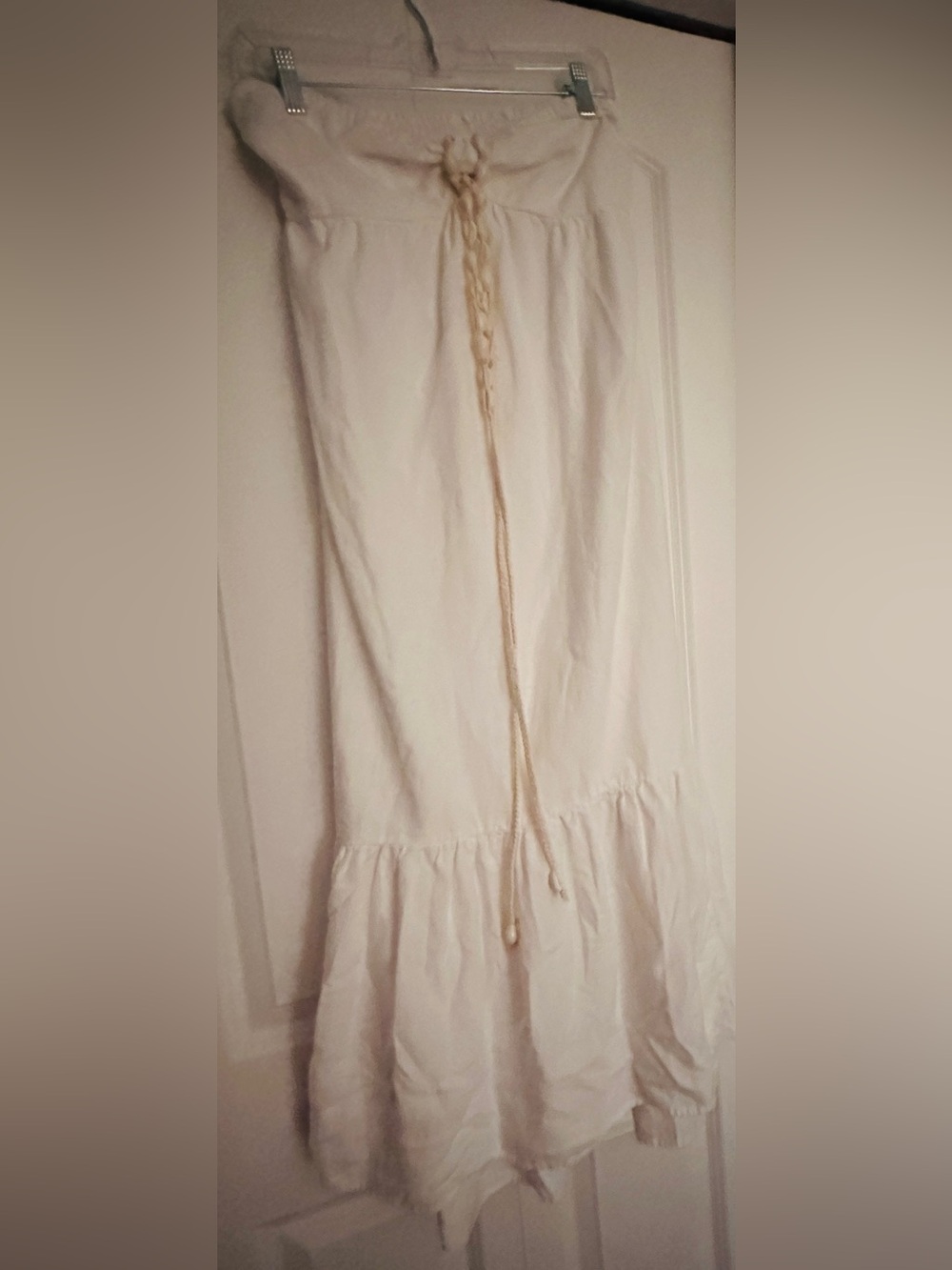 Strapless Cream Summer Dress with concha shell  rooe Tie all cotton lined